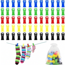60 Sockenclips für Waschmaschine und Trockner, 5 Farben, 10 mm Größe, 100 g Gewicht, ideal für dicke Socken und Wäsche