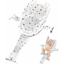 Verstelbaar babybadnet met kussen, antislip badzitje en badmat voor pasgeborenen, zachte mesh ondersteuning, droogt snel.