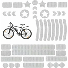 Set van 42 reflecterende fietsstickers, veiligheidsstickers voor wielen en helmen, goed zichtbare vormen voor nachtritten, tassen en frames.