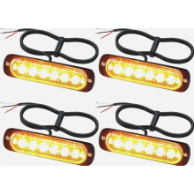 x 6 LED amberkleurige stroboscoopwaarschuwingslamp voor, IP65 waterdicht, 18 standen, E-Mark E57, voor 12/24V vrachtwagens, tractoren, auto's, heftr