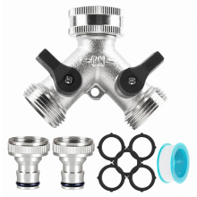 2-Wege-Wasserverteiler, 3/4-Zoll-Schlauchverbinder, Y-Adapter für Waschmaschine, Geschirrspüler und Gartenschlauch