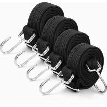 2m Adjustable Bungee Cord with Metal Hooks, Extra Strong Flat Elastic Straps, Wide Rubber Tie Down Rope for Luggage, Bike, Car and