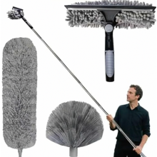 m Teleskop-Staubwedel-Set, Mikrofaser-Staubwedel mit verstellbarer Verlängerungsstange (1,5 bis 4,9 m), Spinnwebenbesen mit Teleskopstange