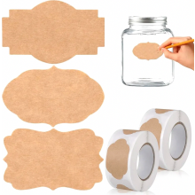 500 selbstklebende Etiketten aus Kraftpapier für Marmeladengläser, Geschenktüten und Briefumschläge, rustikale braune Aufkleber für selbstge