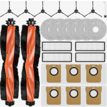 25-teiliges Ersatzteilset für Saugroboter, 2 Hauptbürsten, 6 Staubbeutel, 6 Wischpads, 4 HEPA-Filter, 6 Seitenbürsten