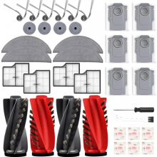 36-teiliges Zubehörset für den Roborock Saros 10 Saugroboter, 4 Hauptbürsten, 4 Filter, 4 halbmondförmige Wischpads, 4 runde Wischpads
