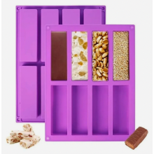 2 Pack Silicone Cereal Bar Molds, Nonstick 8-Cavity Energy Bar Baking Pan, Rectangular Mold for Bread, Brownies, Cornbread, Cheese