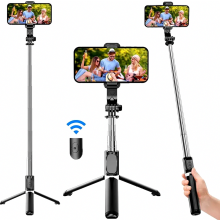 Selfie-Stick-Stativ, 3-in-1-Selfie-Stick mit 360-Drehung, Fernbedienung und tragbarer Handyhalterung (Einbeinstativ) für iPhone und Androi