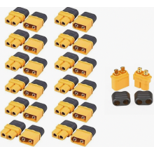 XT60H Verbeterde versie XT60-connectoren met beschermkapjes, mannelijk en vrouwelijk, voor LiPo-batterijen, RC-vliegtuigen en -auto's, 24 stuks