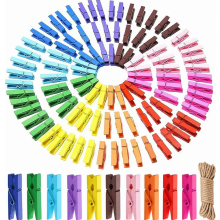 Mini-Wäscheklammern aus Holz, 100er-Packung, kleine bunte Klammern für Fotos, Karten, Collagen und Dekorationen, 3,5 cm, dekoratives Holz