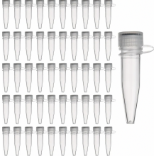 50er-Packung 1,5 ml Zentrifugenröhrchen aus Kunststoff mit Schraubverschluss, transparente Kryoröhrchen, Probenaufbewahrungsröhrchen für Lab