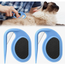 Set van 2 kattenhaarverwijderaars, ontwarrende kam en massageborstel voor langharige honden en katten, verzorgingshulpmiddel voor huisdieren om klit