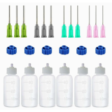6er-Pack 30-ml-Nadelspitzenflaschen-Set mit 12 Präzisionsnadeln und 6 Kappen, Quetschflaschen für Flüssigkleber, Öl, Tinte und mehr