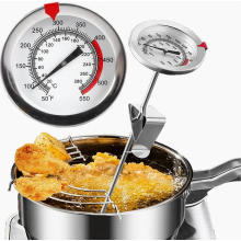 Frittier-Thermometer aus Edelstahl mit praktischem Clip, Analoges Fleischthermometer, Küchenthermometer, Grillthermometer, und Ofentemperatur, 0-290