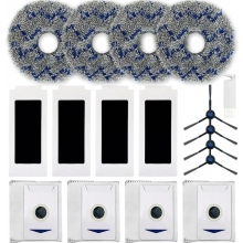 Ersatzzubehörset für DEEBOT T30 Pro Omni, 4 HEPA-Filter, 4 Wischpads, 4 Seitenbürsten, 4 Staubbeutel, 17 Teile
