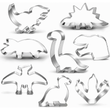8-teiliges Dinosaurier-Ausstechformen-Set: T-Rex, Brontosaurus, Spinosaurus, Brachiosaurus, Triceratops und Dino-Fußabdruck für Kinder