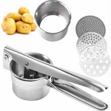 Kartoffelpresse aus Edelstahl, Spätzlepresse und Eiscremepresse mit 3 Scheiben