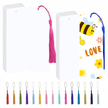 60 leere Lesezeichen aus Papier mit Loch zum Basteln und als Geschenkanhänger, inklusive 60 bunter Quasten, 5,5