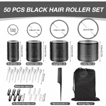 50-teiliges Lockenwickler-Set, 24 Lockenwickler in 4 Größen (60/48/36/25 mm) mit 24 Edelstahlclips, selbsthaltender Lockenwickler