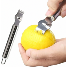 Zitronenreibe, professioneller Zitrusreibe aus Edelstahl mit Zimtmesser für Limetten und Orangen, Küchenhelfer