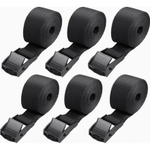 6-Piece Adjustable Tie Down Straps, 1m Short Ratchet Straps with Cam Buckle, for Motorcycle, Luggage and Camping, Black