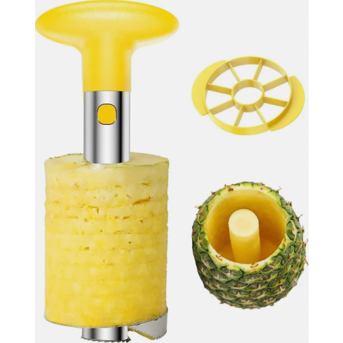 Stainless Steel Pineapple Peeler and Corer with Slicer, Easy Kitchen Tool for Fruit Prep