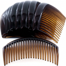 Set van 12 bruine plastic haarkammen van 8 cm met clip, fijntandige stylingspelden voor vrouwen en meisjes.