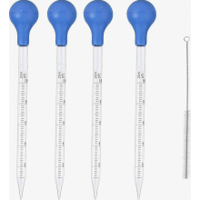 glazen pipetten van 10 ml met reinigingsborstel, herbruikbare maatdruppelaars voor laboratorium-, voedings-, onderzoeks- en medisch gebruik.