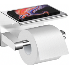 Toilet Paper Holder Without Drilling with Shelf, Self-Adhesive Brushed Stainless Steel Wall Mount Roll Holder for Kitchen and Bath