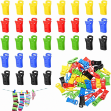 60 kleurrijke sokkenclips voor wasmachine en droger, antislip sokkenclip met haakje, zilverkleurig winkelwagentje