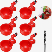 6 Piece Automatic Poultry Drinker Cups DIY Assembly Chicken Water Feeder Cups for Chickens Ducks Geese Turkeys Durable Plastic Out