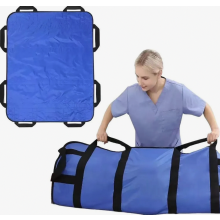 Multifunktionale Patienten-Transfermatte, 122x102cm, mit 8 Griffen, belastbar bis 180kg, waschbar für Bettlägerige, Blau