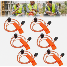 Set van 6 noodfluitjes met koord, luide veiligheidssignaalfluitjes voor kamperen, wandelen, jagen, varen, vissen, survival en meer.
