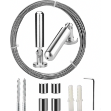 Stainless Steel Curtain Wire Kit, Tensioned Clothesline for Balcony Drying, 5 Meter Wall-Mounted Cable System for Home Use