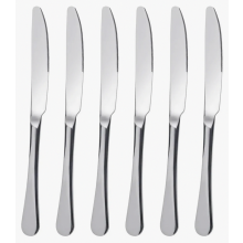 6 Piece Table Knife Set, 23 cm Stainless Steel Dinner Knives, Polished Table Cutlery, Dishwasher Safe, Durable Cutlery Set