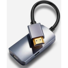 HDMI auf USB C Adapter 4K@60Hz, aktiver HDMI to USB-C Konverter mit LT6711A Chip, Alummgehäuse, Plug & Play für Monitor, Beamer, AR-Display, Windows