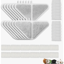 12-delige set kattenfonteinfilters voor drinkfonteinen van 7 liter (235 oz), 5-laags filtersysteem, actieve kool en PP-katoen.