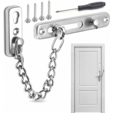 Door Chain Lock, Türkette Sicherheitsschloss, Edelstahl Türkettenschloss für Hotel, Familie, Innentüren, Fenster (silber, mit Schraubendreher)