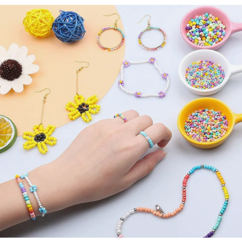Kette und Anhänger Set 4mm Bunte Glasperln Selber Machen Set 1