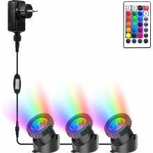 Upotettava LED-lampivalo RGB 3-in-1 vedenpitävä vedenalainen valaistus puutarhalammikolle ja akvaariolle