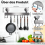 Kitchen Hook Rack with Suction Cups, 8 Hooks, 40 cm Long, 20 kg Load Capacity, Removable Rustproof Wall Organizer for Utensils and 2