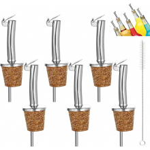 5 Pack Bottle Pourers with Cork and Cap, Wine Oil Vinegar Liquor Spouts, Leak-Resistant Reusable Pouring Stoppers for Home Bar and