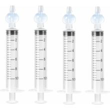 Set van 4 draagbare, herbruikbare neusdouchespuitjes voor baby's, wit, 10 ml, zacht hulpmiddel voor neusreiniging thuis.