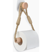 Toilet Paper Holder No Drilling Vintage Rope Wall Mounted Bathroom Tissue Roll Holder Boho Industrial Decor for Restroom and Washr