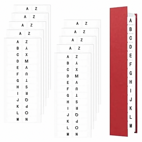 260 Self Adhesive Index Tabs A-Z Alphabetical Divider Tabs, Transparent File Labels for Binder Notebook Documents