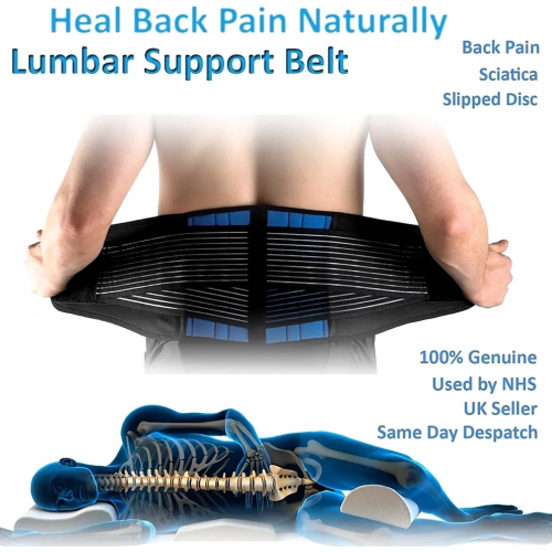 Adjustable Lumbar Support Belt for Lower Back Stabilization, Back Brace for Sciatica Relief, Comfortable Waist Support for Men and 2