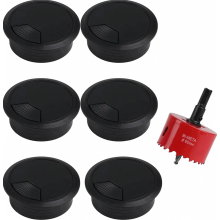 Set di seghe a tazza da 60 mm con 6 passacavi da scrivania, punta per forare, sega circolare, uscita passacavi, include 1 adattatore esagonale
