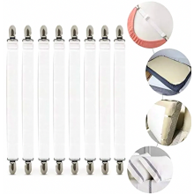 Verstelbare lakenhouders, 8 stuks elastische lakenhouders, witte lakenhouders met metalen clips, voor matras, strijkplank