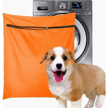 Waszak voor dierenharen met YKK-ritssluiting, grote waszak voor dierenbedden, dekens, handdoeken en wasgoed, blauw filtergaas voor het wassen van di