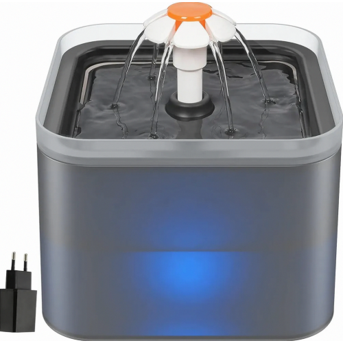 2L Quiet Pet Water Fountain for Cats and Dogs with Replaceable Filter, Gray, Automatic Drinking Dispenser